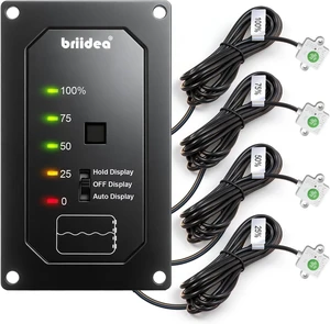 Briidra RV Water Tank Level Monitor with Probeless Adhesive Sensors, LED Indicator & Motion-Sensing Light for Plastic Tanks up to 40 Gallons on 7-32V DC RVs & Boats Briidra RV Water Tank Level Monitor with Probeless Adhesive Sensors, LED Indicator & Motion-Sensing Light for Plastic Tanks up to 40 Gallons on 7-32V DC RVs & Boats