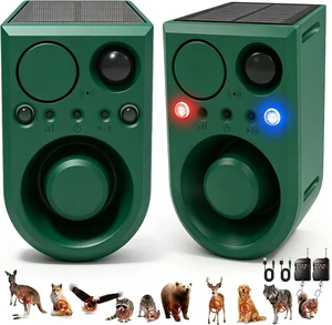 2-Pack Solar Outdoor Motion Sensor Alarm with Dog Barking Sound, Recording & Adjustable Volume 130dB Noise Maker, 3 Modes & Strobe Light for Home, Villa, Farm & Barn 2-Pack Solar Outdoor Motion Sensor Alarm with Dog Barking Sound, Recording & Adjustable Volume 130dB Noise Maker, 3 Modes & Strobe Light for Home, Villa, Farm & Barn