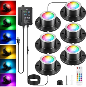 6-Head RGBWW Underwater LED Pond Lights with 12V Timer Transformer, Remote & Photocell Sensor IP68 Waterproof Submersible Fountain Lights for Pond, Waterfall & Garden 6-Head RGBWW Underwater LED Pond Lights with 12V Timer Transformer, Remote & Photocell Sensor IP68 Waterproof Submersible Fountain Lights for Pond, Waterfall & Garden