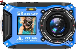 5K 64MP Dual-Screen Underwater Camera, 33FT Waterproof 5K 64MP Dual-Screen Underwater Camera, 33FT Waterproof