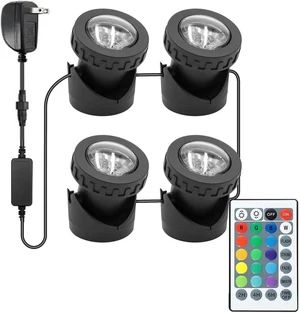 4-in-Set RGB Weighted Fountain Lights with Timer IP68 Waterproof Dimmable Pond & Landscape Lights 4-in-Set RGB Weighted Fountain Lights with Timer IP68 Waterproof Dimmable Pond & Landscape Lights