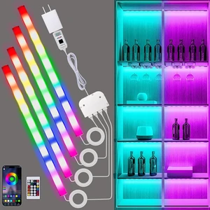 4-Pack 12-Inch RGB LED Shelf Light Bars with Multiple Colors & Modes, App & Remote Control Ambient Lighting for Shelves, Cabinets, Display Cases & Desks 4-Pack 12-Inch RGB LED Shelf Light Bars with Multiple Colors & Modes, App & Remote Control Ambient Lighting for Shelves, Cabinets, Display Cases & Desks