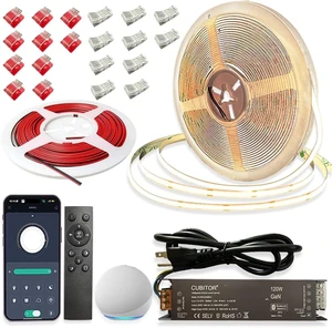 32.8ft/10m CCT COB LED Strip Light Kit, 2700K-6500K, Dimmable & Cuttable 24V Tape with Smart Transformer & Remote/App/Alexa Control for Bedroom, Shelves & Under-Cabinet 32.8ft/10m CCT COB LED Strip Light Kit, 2700K-6500K, Dimmable & Cuttable 24V Tape with Smart Transformer & Remote/App/Alexa Control for Bedroom, Shelves & Under-Cabinet