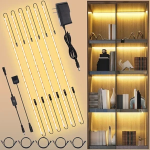 6-Pack 20-Inch Dimmable COB LED Shelf Light Strips, Warm White 3000K Under-Cabinet Lighting for Display Case, Bookshelf, Kitchen, Wardrobe & Closet 6-Pack 20-Inch Dimmable COB LED Shelf Light Strips, Warm White 3000K Under-Cabinet Lighting for Display Case, Bookshelf, Kitchen, Wardrobe & Closet
