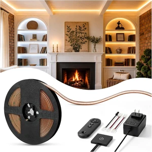 16.4ft 24V Dimmable COB LED Strip with Remote Under-Cabinet Lights 16.4ft 24V Dimmable COB LED Strip with Remote Under-Cabinet Lights