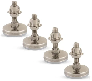 Stainless Steel Outdoor Leveler Kit, (4) 3/8-16 Leg Levelers with Jam Nuts Adjustable Leveling Feet for Cabinets, Patio Furniture & Table Legs (Kit with 4-Prong T-Nuts) Stainless Steel Outdoor Leveler Kit, (4) 3/8-16 Leg Levelers with Jam Nuts Adjustable Leveling Feet for Cabinets, Patio Furniture & Table Legs (Kit with 4-Prong T-Nuts)