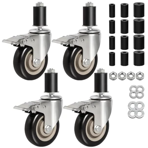 4-Inch Heavy-Duty Expanding Stem Casters with Brake, Set of 4 Fit 7/8" to 1-5/8" ID Tube Legs for Stainless Steel Tables, Equipment Stands, Carts & Shelving Racks 4-Inch Heavy-Duty Expanding Stem Casters with Brake, Set of 4 Fit 7/8" to 1-5/8" ID Tube Legs for Stainless Steel Tables, Equipment Stands, Carts & Shelving Racks