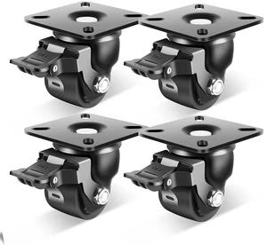 2-Inch Industrial-Grade Heavy-Duty Casters, Set of 4, 2200 LBS Low-Gravity Plate Swivel Caster with Brake, Corrosion-Resistant Nylon Wheels for Equipment 2-Inch Industrial-Grade Heavy-Duty Casters, Set of 4, 2200 LBS Low-Gravity Plate Swivel Caster with Brake, Corrosion-Resistant Nylon Wheels for Equipment