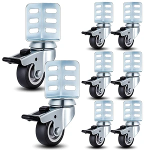 8-Pack 2" Heavy-Duty 720 lb Storage Rack Caster Wheels, 360° Swivel Side-Mount Corner Casters with Top Brake Fits Boltless Self-Locking Shelving Racks (Black) 8-Pack 2" Heavy-Duty 720 lb Storage Rack Caster Wheels, 360° Swivel Side-Mount Corner Casters with Top Brake Fits Boltless Self-Locking Shelving Racks (Black)