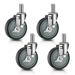 5-Inch Stem Casters for Wire Shelving Racks, Set of 4 Heavy-Duty Swivel Wheels with Brake, Scaffolding Wheel Replacement (.864" x 2-3/16") 5-Inch Stem Casters for Wire Shelving Racks, Set of 4 Heavy-Duty Swivel Wheels with Brake, Scaffolding Wheel Replacement (.864" x 2-3/16")