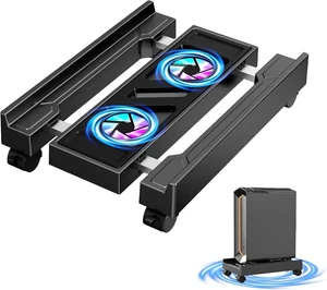 Adjustable Mobile Computer Tower Stand with Cooling Fan CPU Holder Adjustable Mobile Computer Tower Stand with Cooling Fan CPU Holder