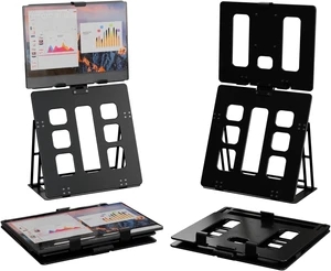 Foldable Portable Monitor Stand for iPad & Tablet, 7.75-10.75 Inch Screen Width Clamp Retention, Mountable, Travels with Laptop, Black Foldable Portable Monitor Stand for iPad & Tablet, 7.75-10.75 Inch Screen Width Clamp Retention, Mountable, Travels with Laptop, Black