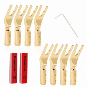 Pure Copper Speaker Spade Connector 45 Degree Screw Locking (Gold Plated) Pure Copper Speaker Spade Connector 45 Degree Screw Locking (Gold Plated)
