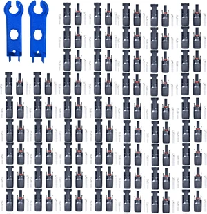 100-PCS Solar Connectors 50 Pairs IP67 Waterproof Solar Panel Wire Connectors with 2 Wrenches 100-PCS Solar Connectors 50 Pairs IP67 Waterproof Solar Panel Wire Connectors with 2 Wrenches