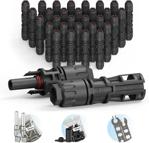 CHINT UL 6703 & TÜV Certified Solar Panel Connectors 1500V 46A DC MC4-Compatible PV Cable Connectors Kit for 10/12/14 AWG Wire with Dust Caps & Spanners (30 Pairs) CHINT UL 6703 & TÜV Certified Solar Panel Connectors 1500V 46A DC MC4-Compatible PV Cable Connectors Kit for 10/12/14 AWG Wire with Dust Caps & Spanners (30 Pairs)