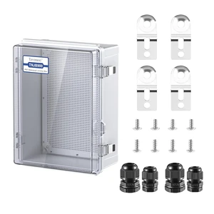 IP67 Waterproof Outdoor Electrical Junction Box (Clear Cover) ABS Plastic Enclosure with Hinged Lid, Mounting Plate & Wall Mount Brackets, Weatherproof Dustproof Project Box (13.8"×9.8"×5.9") IP67 Waterproof Outdoor Electrical Junction Box (Clear Cover) ABS Plastic Enclosure with Hinged Lid, Mounting Plate & Wall Mount Brackets, Weatherproof Dustproof Project Box (13.8"×9.8"×5.9")