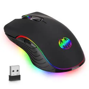 Gaming Mouse 7 Color LED Backlight RGB 1600 DPI Mice Wireless USB Rechargeable