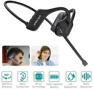 Trucker Bluetooth 5.3 Open Ear Wireless Headset With Dual Noise Cancelling Mic