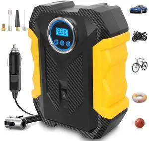 SOEWIOU 12V DC Tire Inflator, 150PSI Auto Shut-off Air Pump for Car, Portable Tires Air Compressor with LED Light