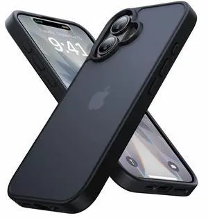 SOEWIOU for iPhone 17 Case [16FT Military Grade Drop Protection] Anti-Slip, Anti-Scratch, Slim Matte Translucent Phone Cover,i Phone17 case 6.3", Frosted Black