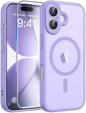SOEWIOU for iPhone 17 Case: [Compatible with Magsafe] Translucent Matte Cases with [Full Camera Protection] [Screen Protector] Military Grade Shockproof Protective Phone Cover - Light Purple (6.3inch)