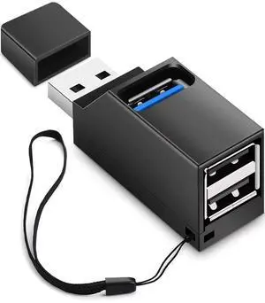SOEWIOU USB Hub 3.0, 3 Port USB Hub USB Splitter for Laptop, USB Expander USB Multiple Adapter for Mouse,Keyborad,Printer,Flash Drive,Xbox and More (Black with 3.0 * 1 Hub, 2.0 * 2 Hub)
