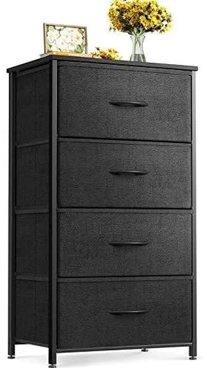ODK Small Dresser for Bedroom with 4 Storage Drawers, Black ODK Small Dresser for Bedroom with 4 Storage Drawers, Black