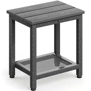 ODK Outdoor Double Side Table, Adirondack Patio End Table with Weather-Resistant Waterproof Top for Hot Tub Garden, Balcony, Poolside, Grey ODK Outdoor Double Side Table, Adirondack Patio End Table with Weather-Resistant Waterproof Top for Hot Tub Garden, Balcony, Poolside, Grey