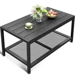 ODK Outdoor Coffee Table, Rectangle Weather-Resistant Patio Coffee Table for Garden, Balcony, Hot Tub, Poolside, Heavy-Duty Metal Frame, Grey ODK Outdoor Coffee Table, Rectangle Weather-Resistant Patio Coffee Table for Garden, Balcony, Hot Tub, Poolside, Heavy-Duty Metal Frame, Grey