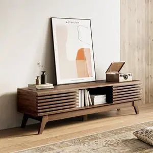 AODK 59" TV Stand for 55"/60"/65" TVs, Mid-Century Modern Fluted Entertainment Center with Sliding Doors, Storage Cabinets & Media Console Table, Living Room & Bedroom, Walnut AODK 59" TV Stand for 55"/60"/65" TVs, Mid-Century Modern Fluted Entertainment Center with Sliding Doors, Storage Cabinets & Media Console Table, Living Room & Bedroom, Walnut