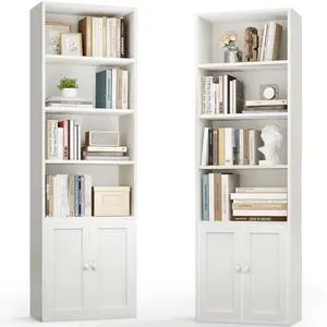 Casaottima Bookshelf and Bookcase with Doors, Floor Standing 6-Tier Shelf Display Storage Shelves, Tall Bookcases for Home Office, Living Room, White 2 Pack Casaottima Bookshelf and Bookcase with Doors, Floor Standing 6-Tier Shelf Display Storage Shelves, Tall Bookcases for Home Office, Living Room, White 2 Pack