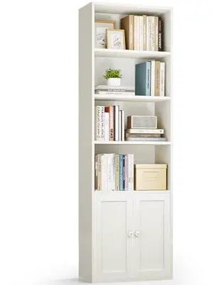 Casaottima Bookshelf and Bookcase with Doors, Floor Standing 6-Tier Shelf Display Storage Shelves, Tall Bookcases for Home Office, Living Room, White Casaottima Bookshelf and Bookcase with Doors, Floor Standing 6-Tier Shelf Display Storage Shelves, Tall Bookcases for Home Office, Living Room, White