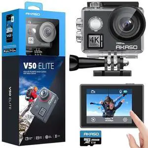 AKASO V50 Elite 4K60fps Action Camera with 256GB MicroSDXC U3 Memory Card Accessories Kit Bundle Voice Control EIS 131 feet Waterproof Camera 8X Zoom Remote Control AKASO V50 Elite 4K60fps Action Camera with 256GB MicroSDXC U3 Memory Card Accessories Kit Bundle Voice Control EIS 131 feet Waterproof Camera 8X Zoom Remote Control