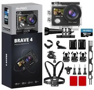 AKASO Brave 4 Action Camera with 64GB SD Card and Action Camera Bike Accessories Bunlde Kit AKASO Brave 4 Action Camera with 64GB SD Card and Action Camera Bike Accessories Bunlde Kit