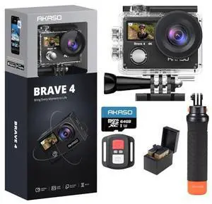 AKASO Brave 4 Action Camera with 64GB U3 SD Card and Waterproof Floating Hand Grip AKASO Brave 4 Action Camera with 64GB U3 SD Card and Waterproof Floating Hand Grip