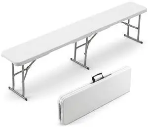 6ft Folding Bench, Portable Fold-in-Half Benches with Lock & Handle, Plastic Heavy Duty Outdoor Picnic Bench for Party Events Sports & Dining 330lbs Capacity White 6ft Folding Bench, Portable Fold-in-Half Benches with Lock & Handle, Plastic Heavy Duty Outdoor Picnic Bench for Party Events Sports & Dining 330lbs Capacity White