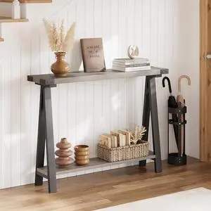 Entryway Console Table, 43 Inch Sofa Table with Metal Legs, 2 Tier Narrow Entry Table Entry Hallway Table with Thicker Desktop, Modern Behind Couch Table Entryway Console Table, 43 Inch Sofa Table with Metal Legs, 2 Tier Narrow Entry Table Entry Hallway Table with Thicker Desktop, Modern Behind Couch Table