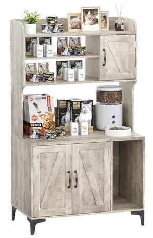 51Inch Large Cat Litter Box Enclosure Furniture, Hidden Litter Box Enclosure with Shelves, Farmhouse Enclosed Cat Litterbox Cabinet with Litter Mat, Tall Cat Washroom, Grey 51Inch Large Cat Litter Box Enclosure Furniture, Hidden Litter Box Enclosure with Shelves, Farmhouse Enclosed Cat Litterbox Cabinet with Litter Mat, Tall Cat Washroom, Grey