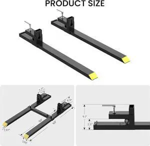 Heavy Duty 1500lbs Clamp-On Pallet Forks for Tractor Loader Skid Steer - 43 Inch Quick Attach Bucket Forks with Adjustable Stabilizer Bar - Forklift Attachment Heavy Duty 1500lbs Clamp-On Pallet Forks for Tractor Loader Skid Steer - 43 Inch Quick Attach Bucket Forks with Adjustable Stabilizer Bar - Forklift Attachment
