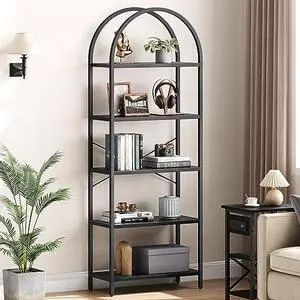 TrailBlaze Modern 5-Tier Arched Bookshelf Tall Metal Frame Bookcase Open Storage Display Rack Space-Saving Organizer for Bedroom, Living Room, Office TrailBlaze Modern 5-Tier Arched Bookshelf Tall Metal Frame Bookcase Open Storage Display Rack Space-Saving Organizer for Bedroom, Living Room, Office