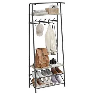 TrailBlaze Coat Rack, Hall Tree Shoe Rack with 5 Hooks for Entryway, Coat Tree with Storage Shelf, Entryway Furniture, Multifunctional Hallway Organizer TrailBlaze Coat Rack, Hall Tree Shoe Rack with 5 Hooks for Entryway, Coat Tree with Storage Shelf, Entryway Furniture, Multifunctional Hallway Organizer