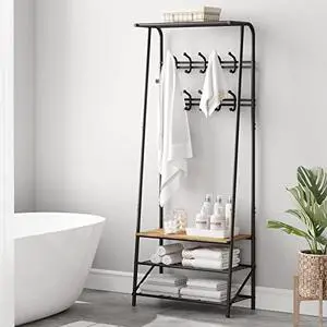 TrailBlaze Coat Rack, Hall Tree Shoe Rack with 5 Hooks for Entryway, Coat Tree with Storage Shelf, Entryway Furniture, Multifunctional Hallway Organizer TrailBlaze Coat Rack, Hall Tree Shoe Rack with 5 Hooks for Entryway, Coat Tree with Storage Shelf, Entryway Furniture, Multifunctional Hallway Organizer