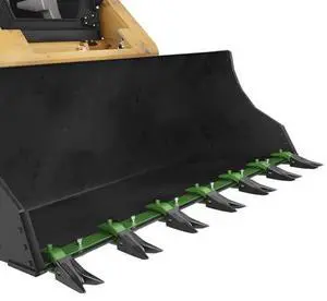 Heavy Duty Bucket Tooth Bar for Tractor & Skid Steer 53 Inches, 7 Teeth, Bolt-On, No Drill, 4560 lbs Capacity, Global Implement, Green/Black Heavy Duty Bucket Tooth Bar for Tractor & Skid Steer 53 Inches, 7 Teeth, Bolt-On, No Drill, 4560 lbs Capacity, Global Implement, Green/Black