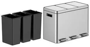 TrailBlaze 60L High-Capacity 3-Bin Stainless Steel Recycling Can Soft-Close Step Pedal, Removable Liners, Fingerprint-Resistant for Home & Office Kitchen TrailBlaze 60L High-Capacity 3-Bin Stainless Steel Recycling Can Soft-Close Step Pedal, Removable Liners, Fingerprint-Resistant for Home & Office Kitchen