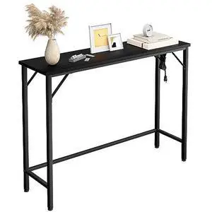 TrailBlaze Narrow Console Table, Black Sofa Table with Outlets, Behind Couch Table for Living Room, Hallway Table for Entryway(Black) TrailBlaze Narrow Console Table, Black Sofa Table with Outlets, Behind Couch Table for Living Room, Hallway Table for Entryway(Black)