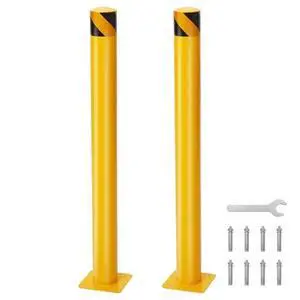 Heavy Duty Yellow Steel Safety Bollard Posts 42" Height x 4.5" Diameter, 8 Anchor Bolts, Industrial Parking & Facility Barrier for Security 2 Pack Heavy Duty Yellow Steel Safety Bollard Posts 42" Height x 4.5" Diameter, 8 Anchor Bolts, Industrial Parking & Facility Barrier for Security 2 Pack