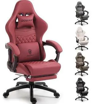 Dowinx Big & Tall Vintage Gaming Chair for Adults, 400 lb Capacity Heavy Duty Ergonomic Computer Chair with Massage Lumbar, Footrest & Easy Side Recline, Red Dowinx Big & Tall Vintage Gaming Chair for Adults, 400 lb Capacity Heavy Duty Ergonomic Computer Chair with Massage Lumbar, Footrest & Easy Side Recline, Red