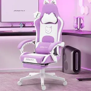 Dowinx Gaming Chair Cute with Cat Ears and Massage Lumbar Support, Ergonomic Computer Chair for Girl with Footrest and Headrest, Comfortable Reclining Game Chair 290lbs for Adult, Teen, Purple Dowinx Gaming Chair Cute with Cat Ears and Massage Lumbar Support, Ergonomic Computer Chair for Girl with Footrest and Headrest, Comfortable Reclining Game Chair 290lbs for Adult, Teen, Purple