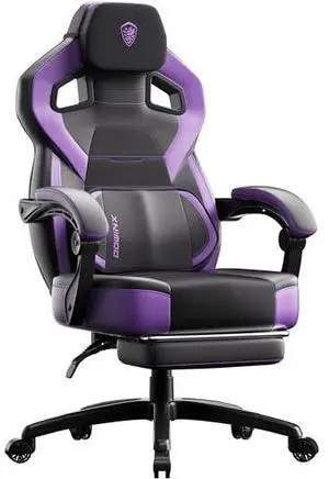 Dowinx PU Leather Gaming Chair with Footrest, Big and Tall Ergonomic Computer Chair with Lumbar Support, Wide Back Gamer Chair for Heavy People, Purple Dowinx PU Leather Gaming Chair with Footrest, Big and Tall Ergonomic Computer Chair with Lumbar Support, Wide Back Gamer Chair for Heavy People, Purple
