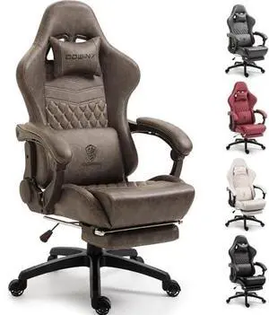 Dowinx Big & Tall Vintage Gaming Chair for Adults, 400 lb Capacity Heavy Duty Ergonomic Computer Chair with Massage Lumbar, Footrest & Easy Side Recline, Brown Dowinx Big & Tall Vintage Gaming Chair for Adults, 400 lb Capacity Heavy Duty Ergonomic Computer Chair with Massage Lumbar, Footrest & Easy Side Recline, Brown